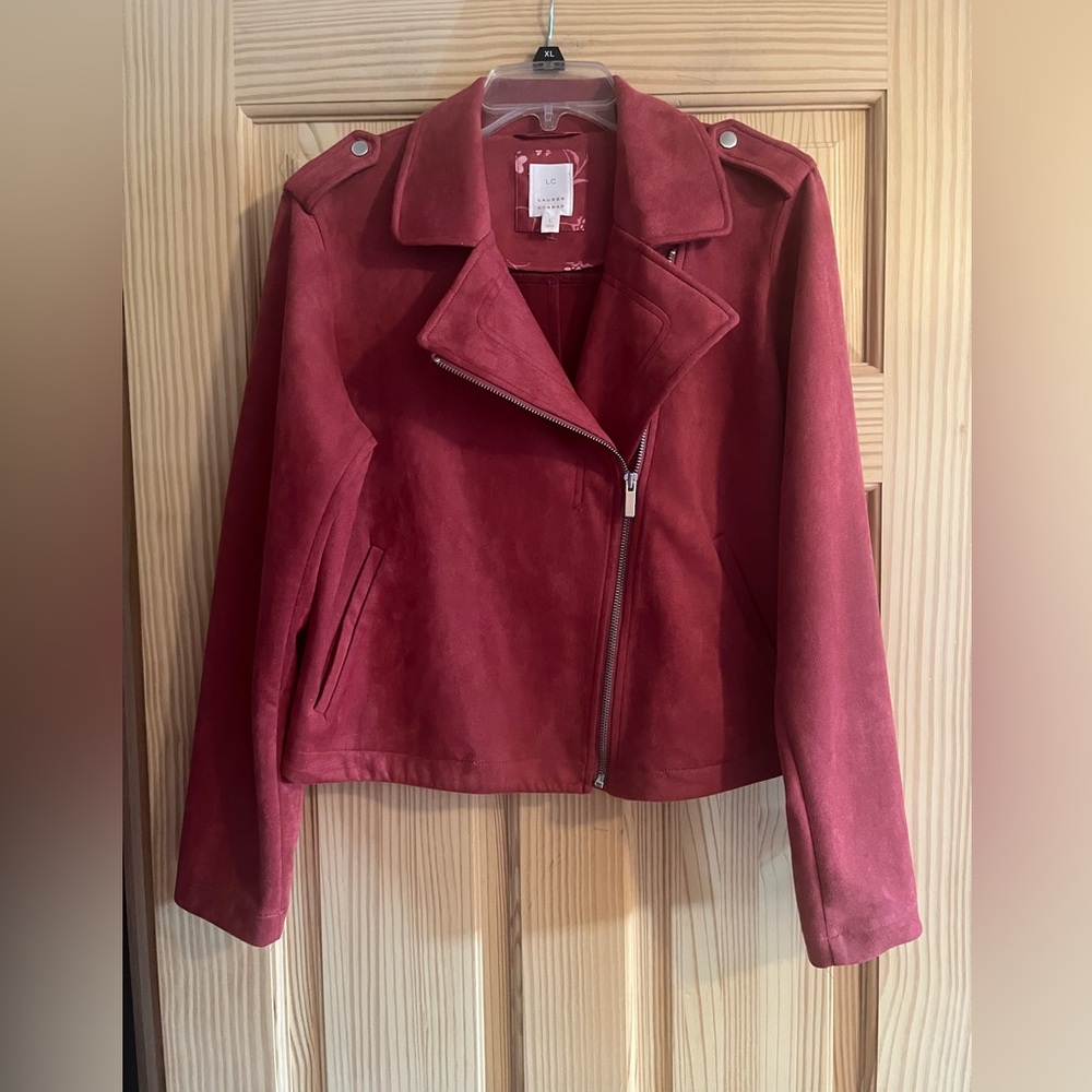 LC Lauren Conrad Faux Suede Moto Jacket Size‎ Large